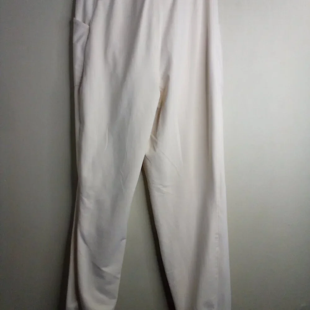 Fabletics Pants Joggers Women M Elastic Comfort Waist Active Side Pockets Cream